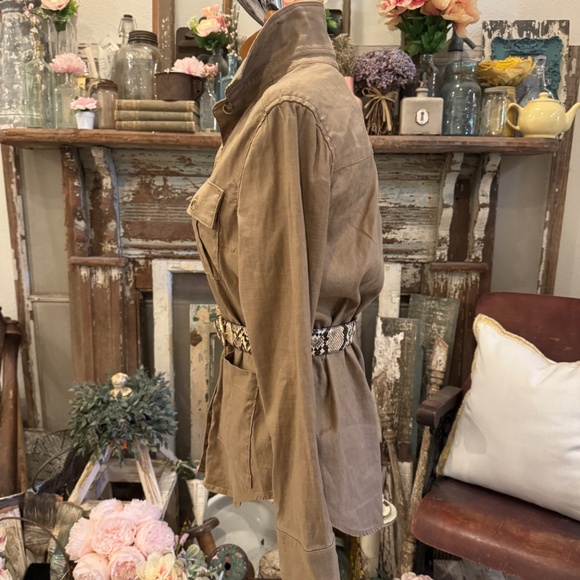 LEVEL 99 ANTHROPOLOGIE EMME SHACKET SHIRT JACKET | UTILITY SAFARI | HERRINGBONE - Picture 11 of 15